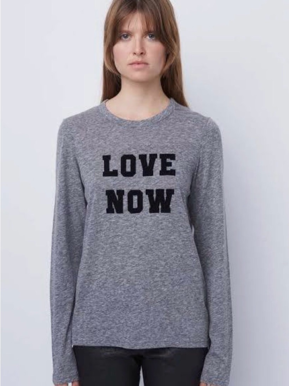 Zadig & Voltaire Heather Gray 'LOVE NOW' Long-Sleeve Tee $178 sz Large shirt